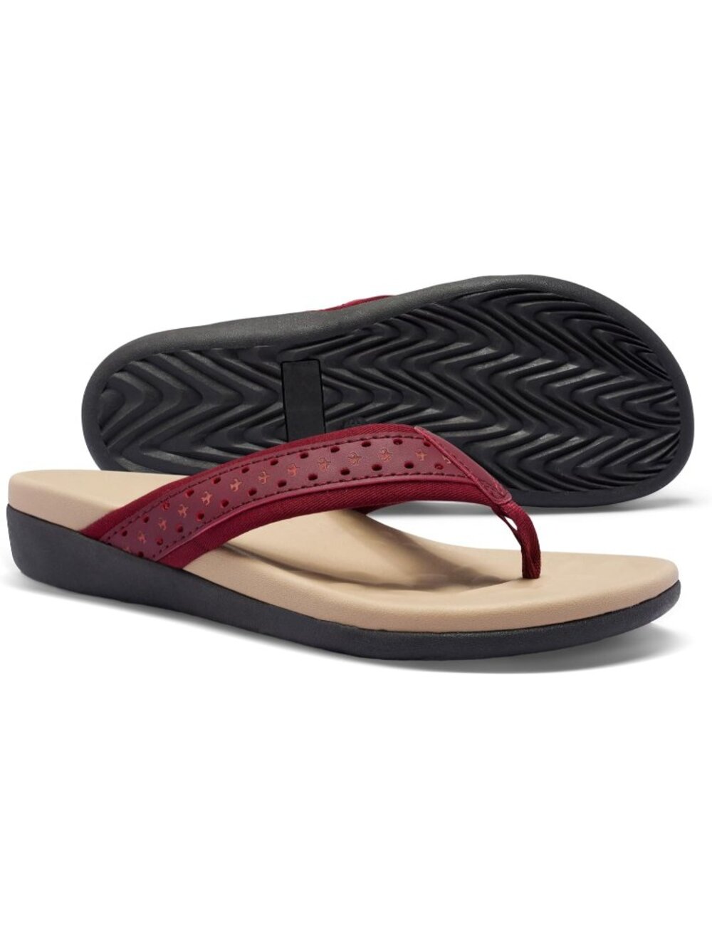 Women's Red Orthopedic Sandals with Arch Support Summer Plantar Flip Flops